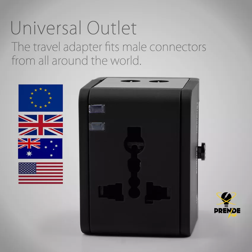 clavija adaptador de viaje universal con 2 USB